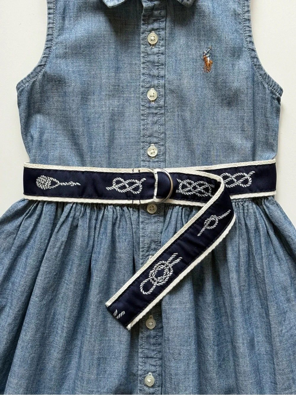 Polo Ralph Lauren Girls Belted Chambray Shirtdress - Size 3/3T